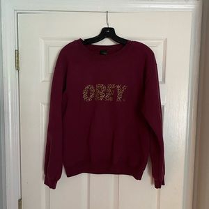 Dark magenta OBEY crewneck, size small/medium
